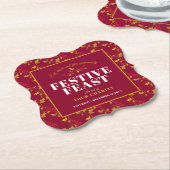 チャリティーフェスティバル饗宴金ゴールド赤クリスマス ペーパーコースター (アングル)
