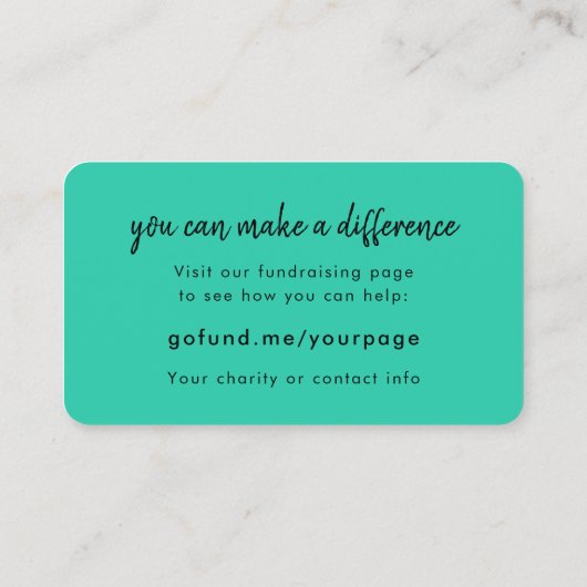 チャリティー募金 | 緑の寄付イベントの訴え 名刺 (裏面)