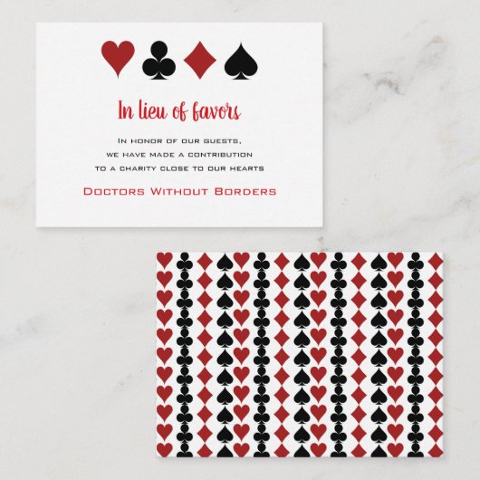 チャリティー寄付はラスベガス結婚カジノを エンクロージャーカード (正面/裏面)