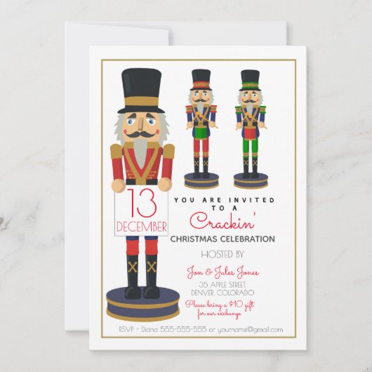 チャリティー・ナッツクラッカー・クリスマス・ファンドレイザー・PTO・教会 招待状 (正面)