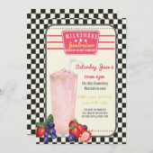 チャリティー・ファンドレイザー PTA PTO ミルクシェイク・ダイナー招待状 招待状 (正面/裏面)