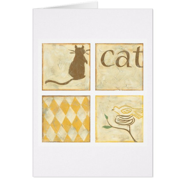 チャリヤ・ザリスによる茶色の猫と黄色の鳥 (正面)