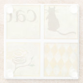 チャリヤ・ザリスによる茶色の猫と黄色の鳥 ガラスコースター (裏面)