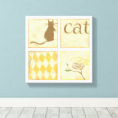 チャリヤ・ザリスによる茶色の猫と黄色の鳥 キャンバスプリント (インサイチュ (ウッドフロア))