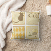 チャリヤ・ザリスによる茶色の猫と黄色の鳥 クッション (ブランケット)