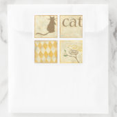 チャリヤ・ザリスによる茶色の猫と黄色の鳥 スクエアシール (バッグ)