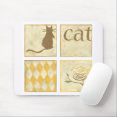 チャリヤ・ザリスによる茶色の猫と黄色の鳥 マウスパッド (マウス)