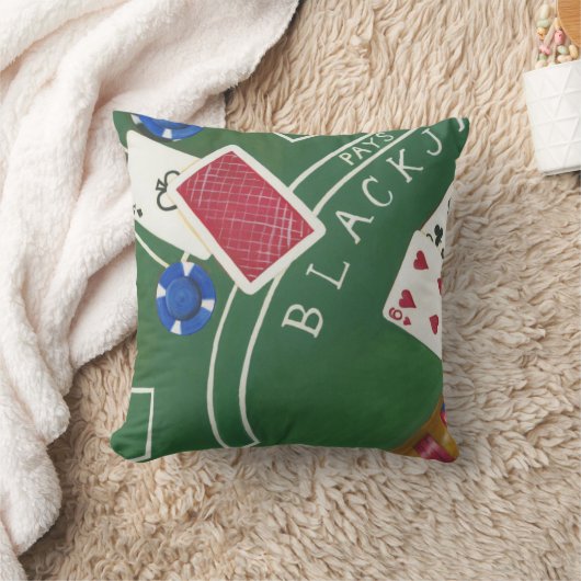 チャリリア・ザリスによるブラックジャックとチップのゲーム クッション (ブランケット)