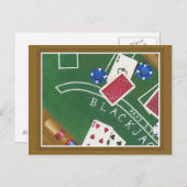 チャリリア・ザリスによるブラックジャックとチップのゲーム ポストカード (正面/裏面)