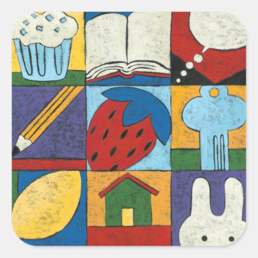 チャリ絵画ア・ザリスによる様々な物体の スクエアシール (正面)