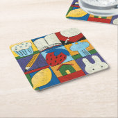 チャリ絵画ア・ザリスによる様々な物体の スクエアペーパーコースター (アングル)