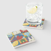 チャリ絵画ア・ザリスによる様々な物体の ストーンコースター (横)