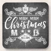 チャルクボグランジードメリークリスマスレトロタイポグラフィ コースター (正面)