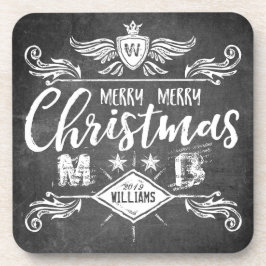 チャルクボグランジードメリークリスマスレトロタイポグラフィ コースター