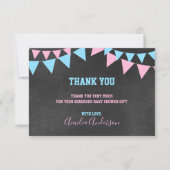 チャルクボードありがとうジェンダーリビールベビーシャワー 招待状 (正面)