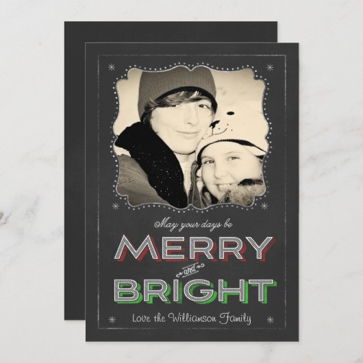 チャルクボードが輝くクリスメリーマスに日 シーズンカード (正面/裏面)