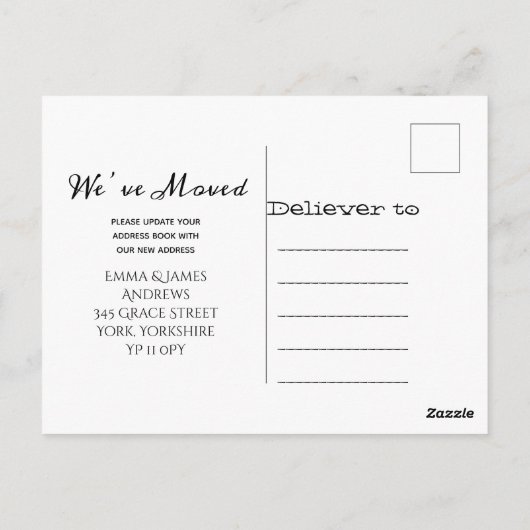 チャルクボードのお知らせはがきを引っ越しました ポストカード (裏面)