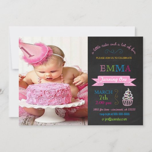 チャルクボードの誕生カスタム日パーティー招待 招待状 (正面)