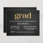 チャルクボードオープンハウス卒業金ゴールドグラッド 招待状 (正面/裏面)