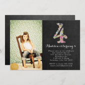 チャルクボードガールズ4thバースデーパーティの招待状 招待状 (正面/裏面)