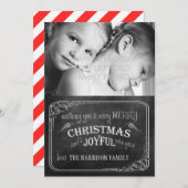 チャルクボードクリスマスフォトカード/赤ストライプ シーズンカード (正面/裏面)