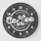 チャルクボードコーヒーハウスバーモノグラカスタムム ラージ壁時計 (正面)