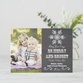 チャルクボードスノーフレークホリデーフォトカード シーズンカード (スタンド正面)