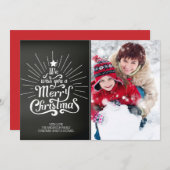 チャルクボードタイポグラフィメリークリスマスフォトカード シーズンカード (正面/裏面)