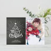チャルクボードタイポグラフィメリークリスマスフォトカード シーズンカード (スタンド正面)