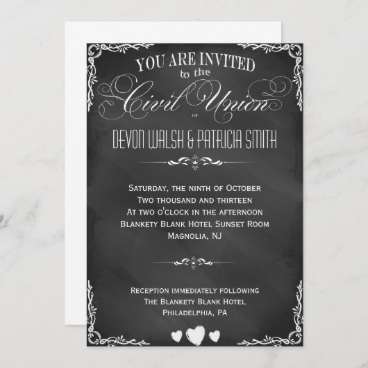 チャルクボードタイポグラフィ民族組合招待状 招待状 (正面/裏面)