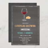 チャルクボードチーズワインテーマの招待 招待状 (正面/裏面)