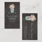 チャルクボードデイジーバラ素朴メイソン・ジャーフローラ 名刺 (正面/裏面)
