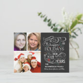 チャルクボードハッピーホリデーフラット3枚のフォトカード シーズンカード (スタンド正面)