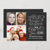 チャルクボードハッピーホリデーフラット3枚のフォトカード シーズンカード (正面/裏面)