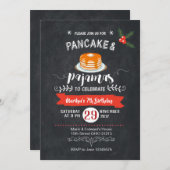 チャルクボードパンケーキ&パジャマ誕生日招待状 招待状 (正面/裏面)