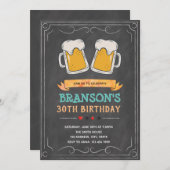 チャルクボードビールテーマ誕生日の招待状 招待状 (正面/裏面)