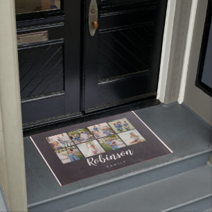 チャルクボードファミリーモノグラム8フォトコラージュ ドアマット