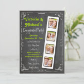 チャルクボードフィルムストリップ婚約パーティ招待状 招待状 (スタンド正面)