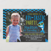 チャルクボードフォトサークフィンタスティック誕生日招待状 招待状 (正面/裏面)