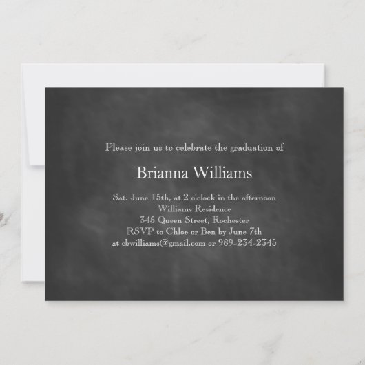 チャルクボードフォトスパークラー卒業招待状 招待状 (裏面)
