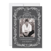 チャルクボードフォト卒業招待状