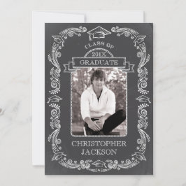 チャルクボードフォト卒業招待状 招待状