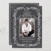 チャルクボードフォト卒業招待状 招待状 (正面/裏面)