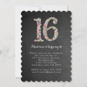 チャルクボードフローラスイート16バースデーパーティ招待状 招待状 (正面)