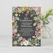 チャルクボードフローラファーストホリーコミュニオン招待状 招待状 (スタンド正面)