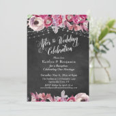チャルクボードフローラ結婚のお祝い 招待状 (スタンド正面)
