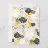 チャルクボードフローラ開花バードブライダルシャワー招待状 招待状 (裏面)