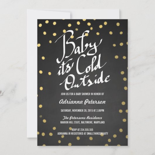 チャルクボードベビーの外での冷たいシャワー 招待状 (正面)