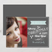 チャルクボードホリデイフラットカードブルークリスマススクロール シーズンカード (正面/裏面)