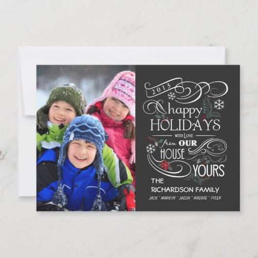 チャルクボードホリデーフラットフォトカード シーズンカード (正面)
